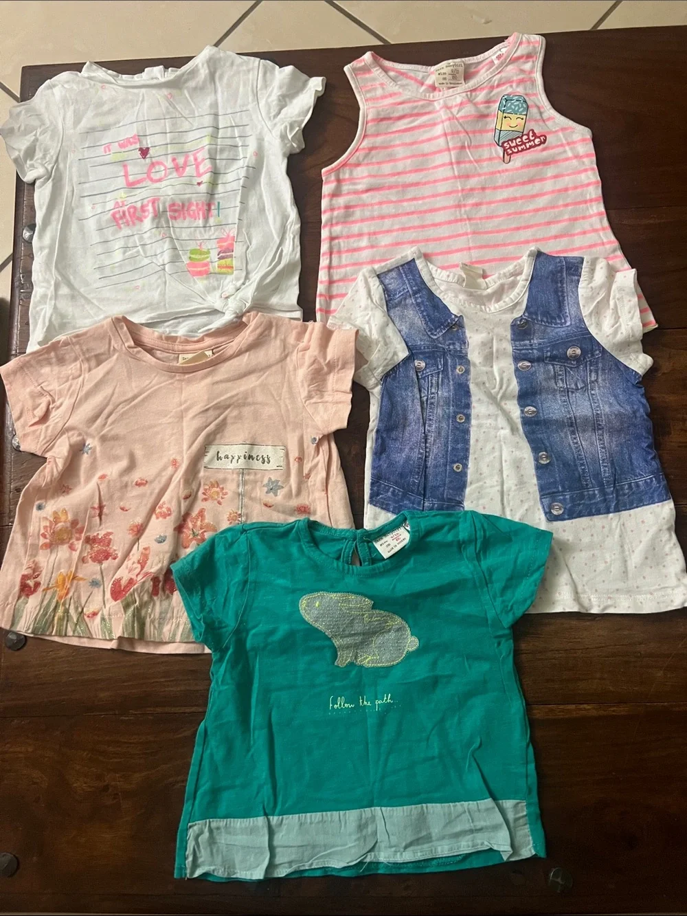 Little girls bundle of tops and shorts (15) Pink, Teal, Green, Blue Mix